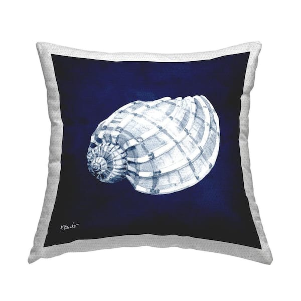 Stupell Industries Vivid Blue Coastal Seashell Spiral Blue Square Outdoor Throw Pillow