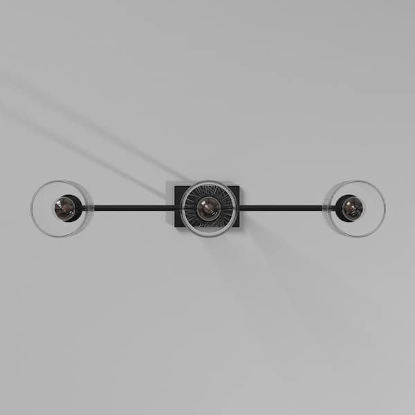 Designers Fountain - Logan 3-Light Matte Black Transitional Linear Chandelier for Kitchen Islands with No Bulbs Included