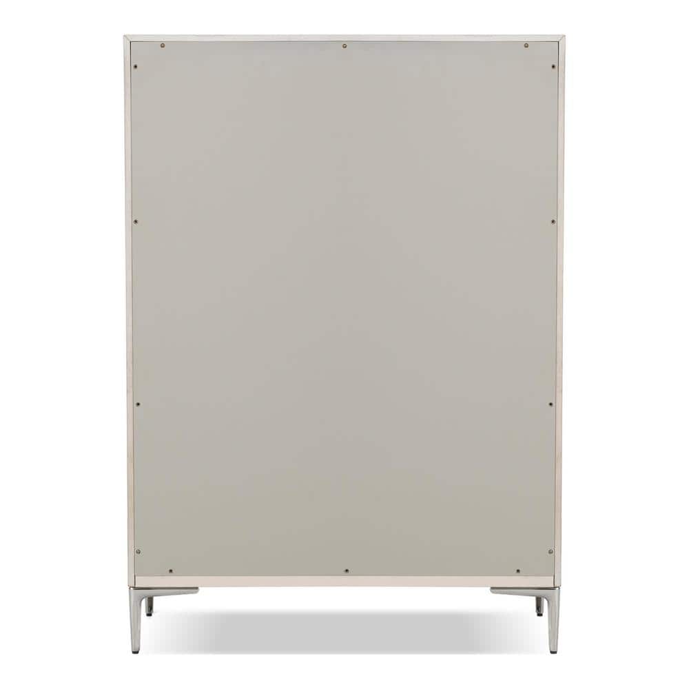 Natural Oak Vertical Chest with Hammered Stainless Steel Accent