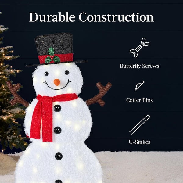 Best Choice Products 48 in. White LED 4-Piece 2D Lighted Snowman