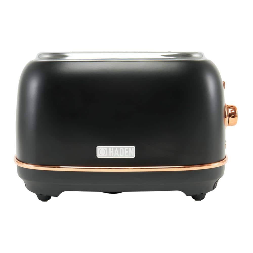 Black and Copper Stainless Steel 2-Slice Toaster with Crumb Tray