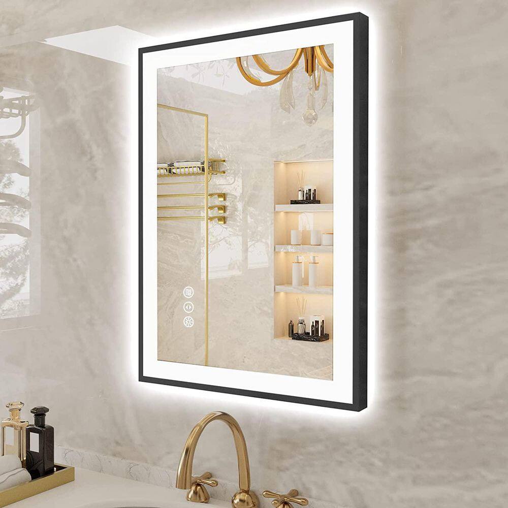 32 in. W x 32 in. H Square Space Aluminum Framed Dual Lights Anti-Fog Wall Bathroom Vanity Mirror in Tempered Glass price history on PriceWatchPro
