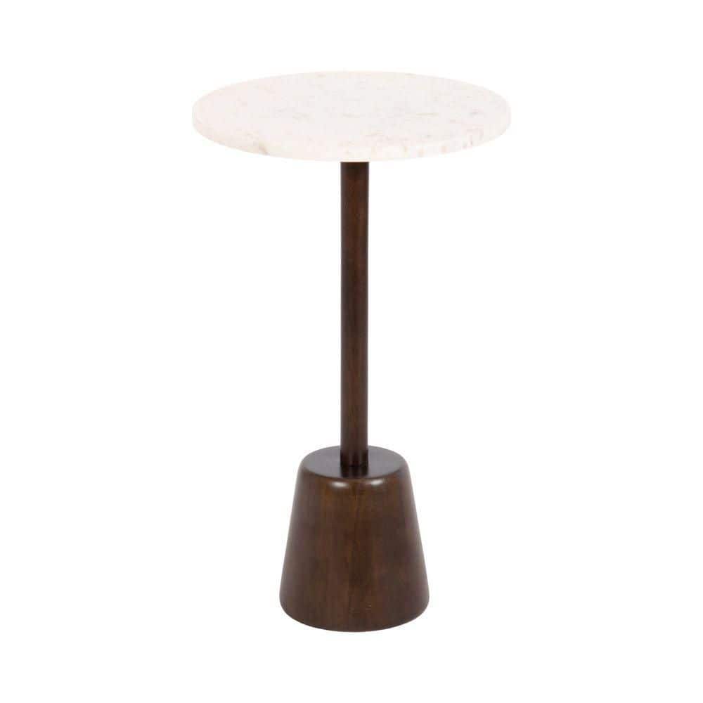 Tira 14 in. White/Dark Brown Round Natural Stone End Table price history on PriceWatchPro