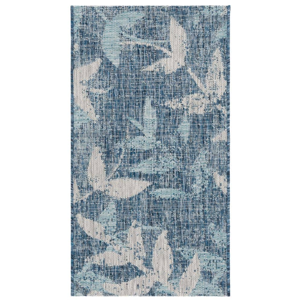 Courtyard Navy/Blue 3 ft. x 5 ft. Distressed Leaf Indoor/Outdoor Area Rug price history on PriceWatchPro