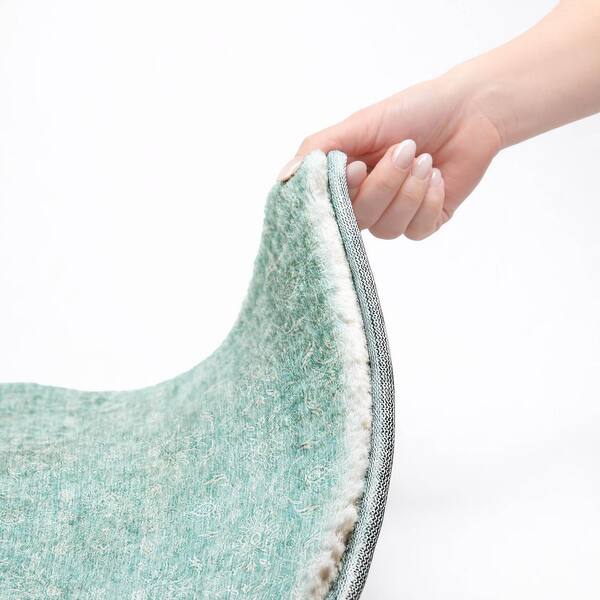 Dream Shag Premium Machine Washable Abstract ADS703 Aqua 2 ft. x 7 ft. Runner Rug