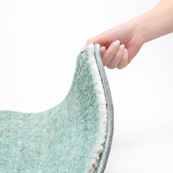 Dream Shag Premium Machine Washable Abstract ADS703 Aqua 8 ft. x 10 ft. Area Rug
