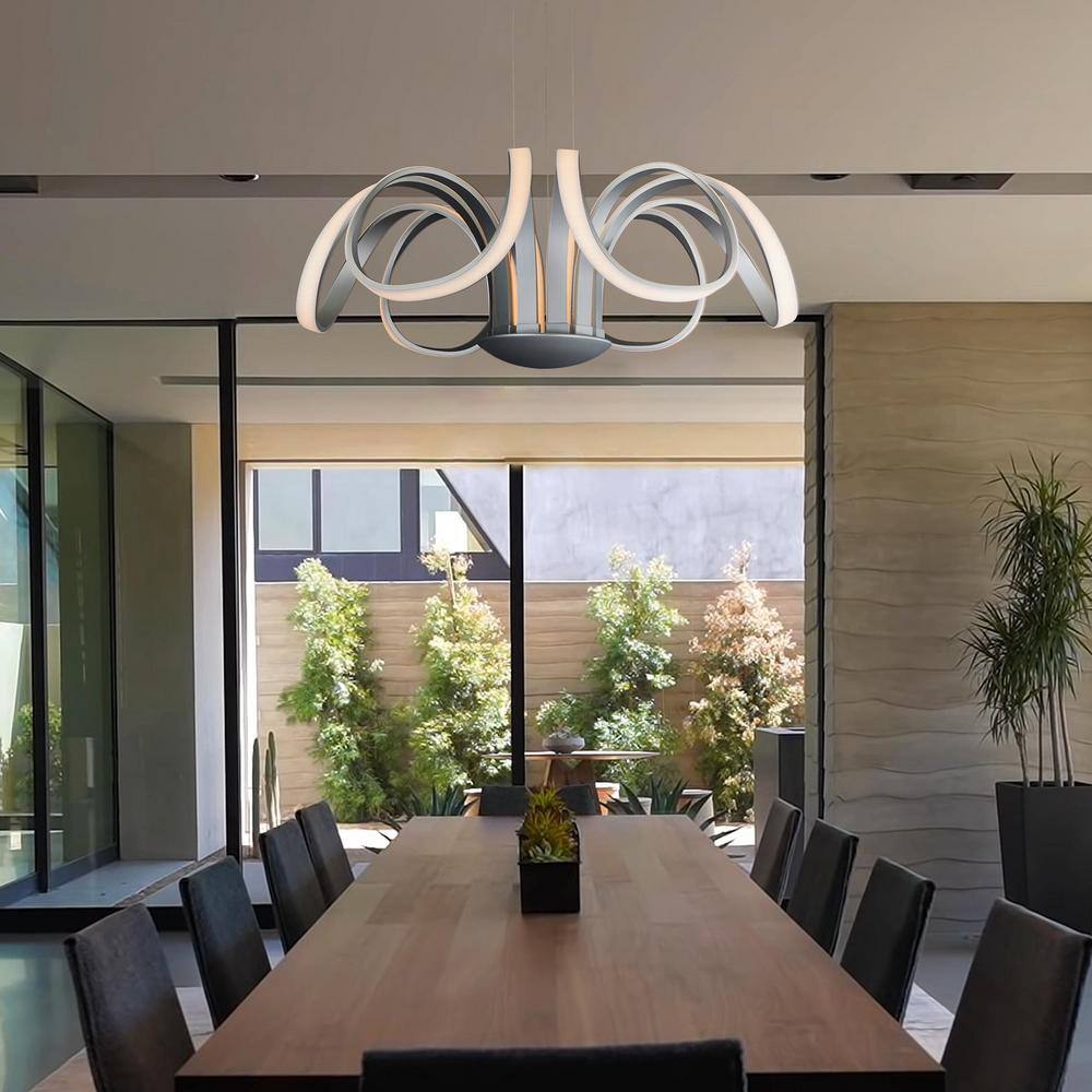 Elysian Crystal Petal LED Chandelier in Satin Silver