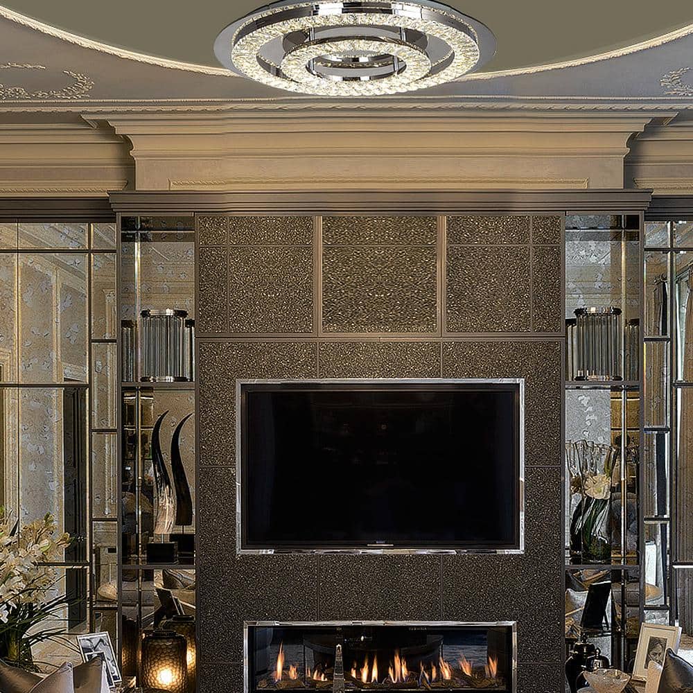 Contemporary Crystal Chrome 22.8" LED Flush Mount
