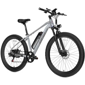 27.5 in. Electric Mountain Bike Bicycle with 350-Watt Motor/Removable 36-Volt 12.5AH Battery, Shimano 7 Speed-Sliver