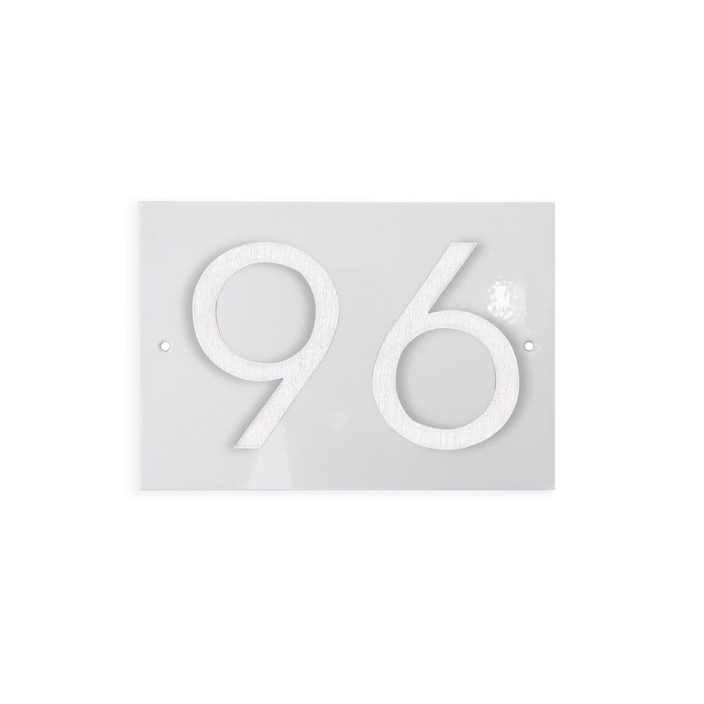 "Horizontal Floating Modern Address Plaque (4"" Numbers-2 Characters)-White/Brushed Aluminum" price history on PriceWatchPro