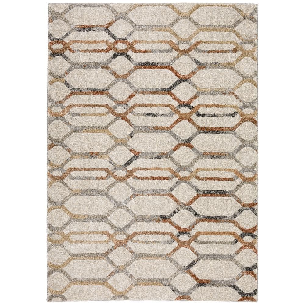 Linen Geometric 8' x 10' Reversible Rectangular Area Rug