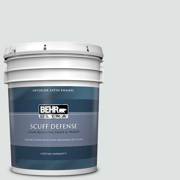 BEHR ULTRA 5 gal. #W-F-520 Ash White Extra Durable Satin Enamel Interior Paint & Primer