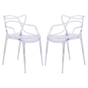 Milan Clear Modern Plastic Wire Design Arm Chair Set of 2