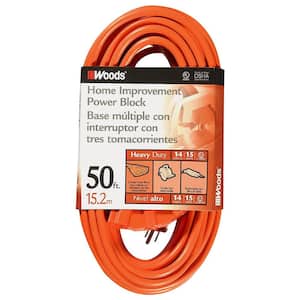 50 ft. 14/3 SJTW Multi-Outlet (3) Outdoor Heavy-Duty Extension Cord, Orange