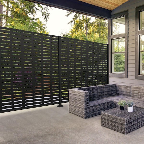 3 ft. x 6 ft. Matte Black Aluminum Decorative Screen Panel Line Post Extension Kit