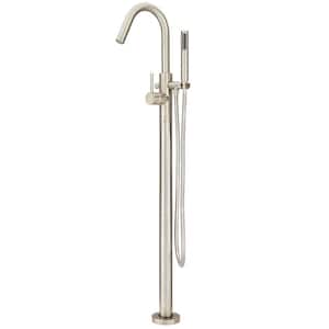 Modern Single-Handle Free Standing Tub Filler in Brushed Nickel (Valve not Included)