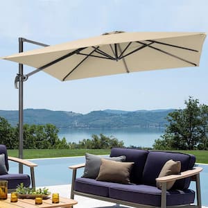 9 ft. x 9 ft. Outdoor Square Cantilever Patio Umbrella, 240 g Solution-Dyed Fabric, Aluminum Frame in Sand