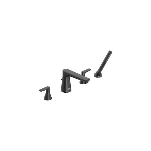 American Standard Aspirations 2-Handle Deck Mount Roman Tub Faucet with Hand Shower in Matte Black