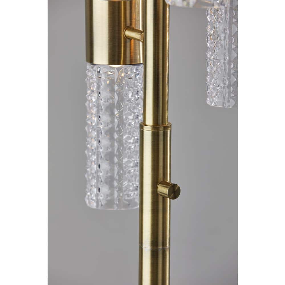 Adesso Harriet Antique Brass LED Adjustable Chandelier Floor Lamp