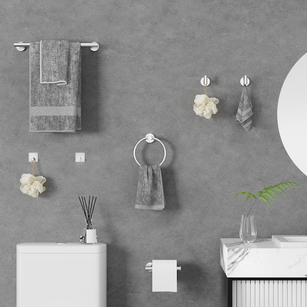 10-Piece Bath Hardware Set Included Towel Bar, Toilet Paper Holder, Towel Ring, Robe and Towel Hooks in Brushed Nickel