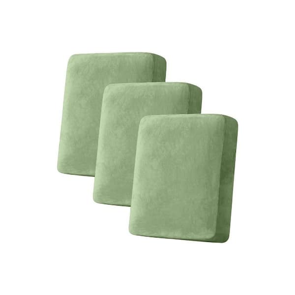 Green Elastic Washable Seat Cushion Slip Sofa Covers (3-Pack)