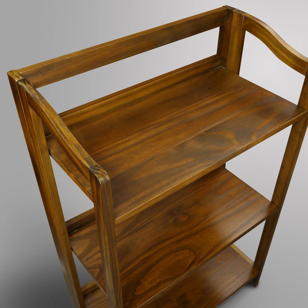 Warm Brown Solid Wood 36" Folding Bookcase with Doors