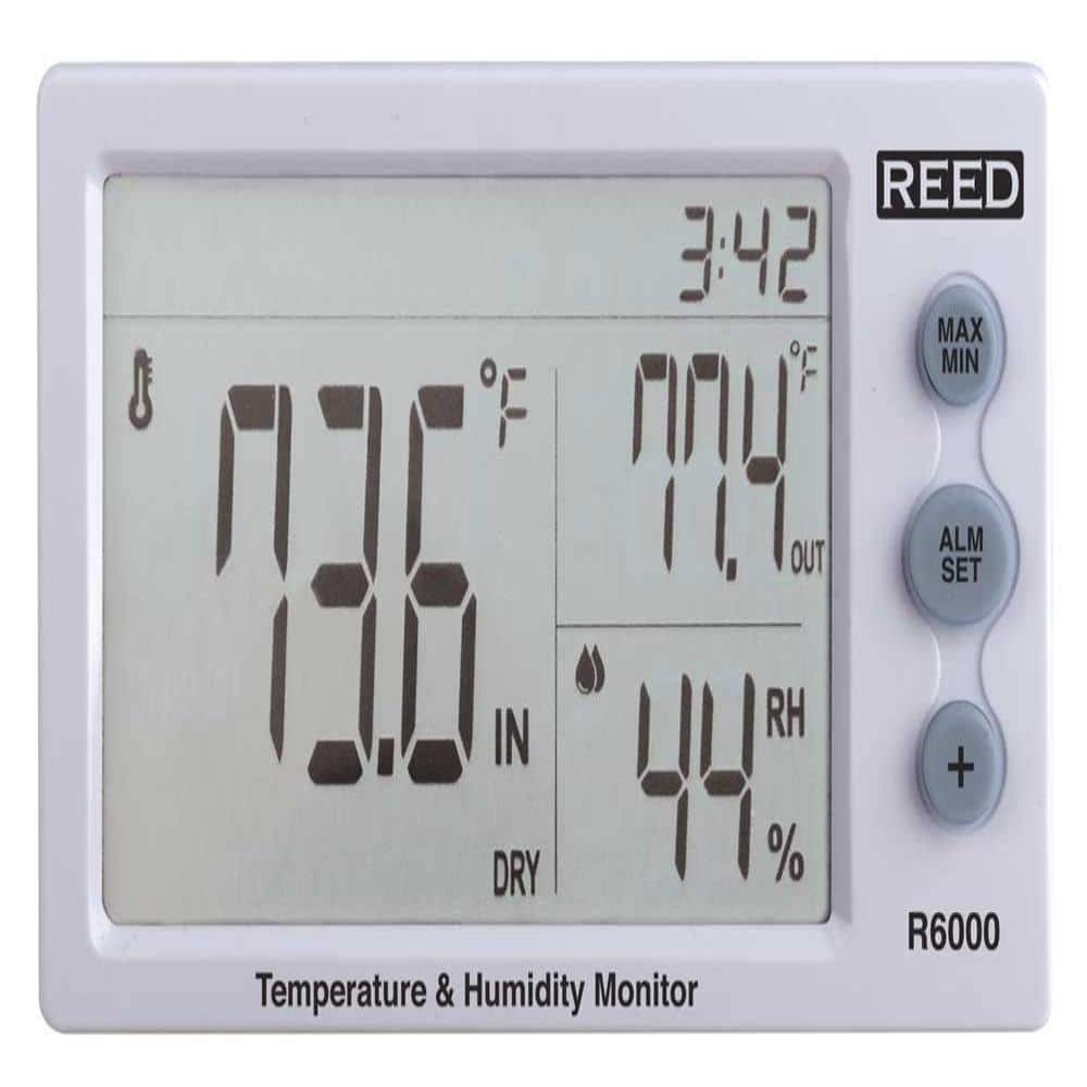 REED Instruments THERMO-HYGROMETER, INDOOR/OUTDOOR DESKTOP W/CLOCK ...