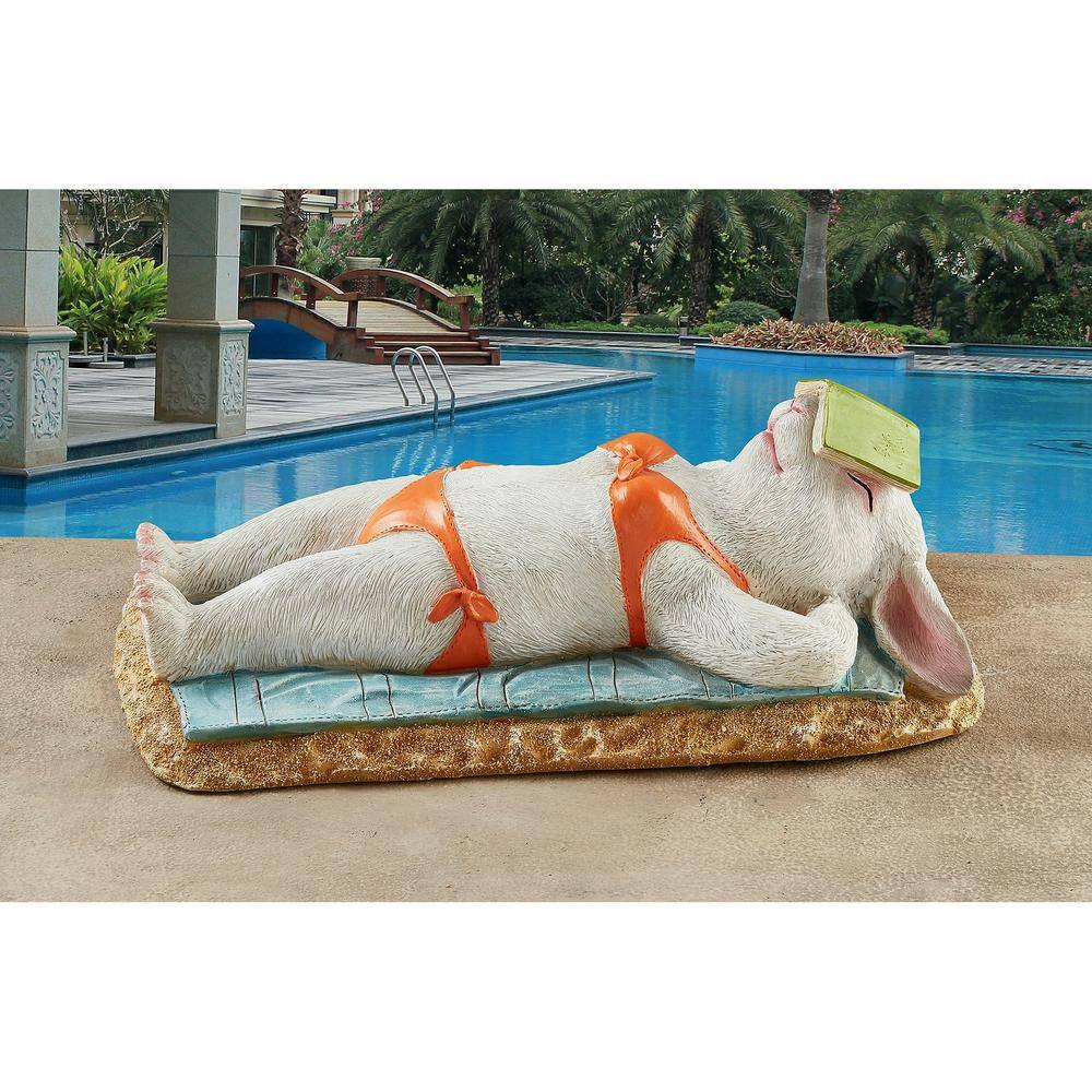 Hand-Painted Resin Beach Bunny Garden Statue