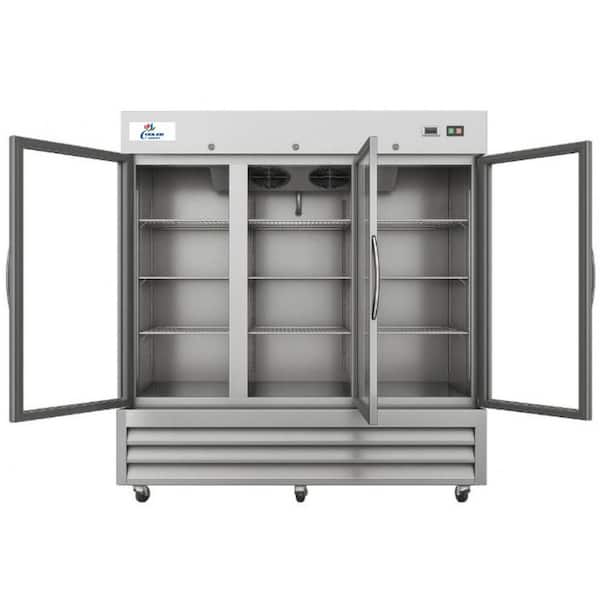 81 in. W 72 cu. ft. NSF Commercial Glass 3-Door Merchandiser Display Refrigerator Stainless Steel Exterior, 115-Volt