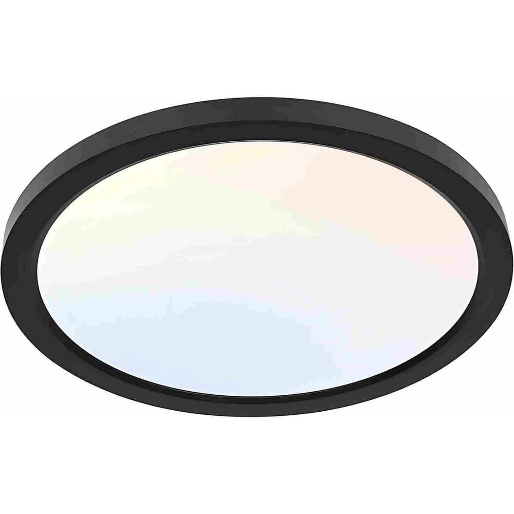 12 in. 24-Watt Black Indoor Selectable 3CCT LED Flush Mount Light, 3000K/4000K/5000K, Round Flat Panel Light for Bedroom price history on PriceWatchPro