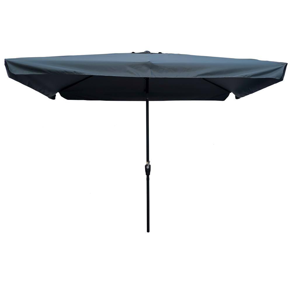 10 ft. x 6.5 ft. Gray Rectangular Patio Outdoor Market Table Umbrella