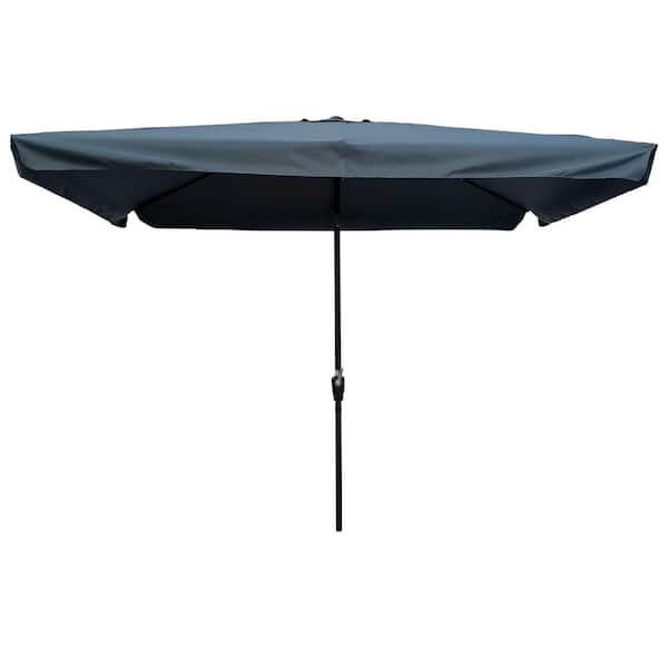 Unbranded 10 ft. x 6.5 ft. Gray Rectangular Patio Outdoor Market Table Umbrella
