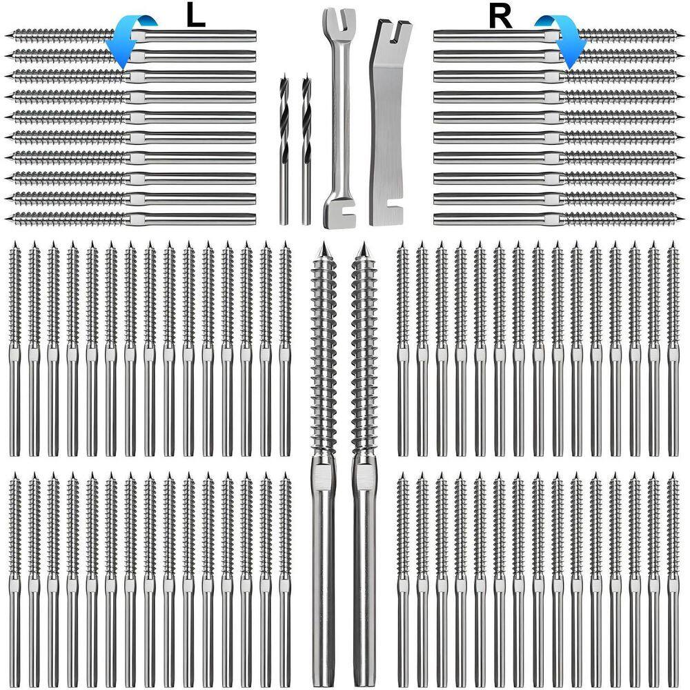 Stainless Steel Right and Left Handed Thread Swage Lag Screw, Cable Railing Hardware for Cable Railing System (100-Pack) price history on PriceWatchPro