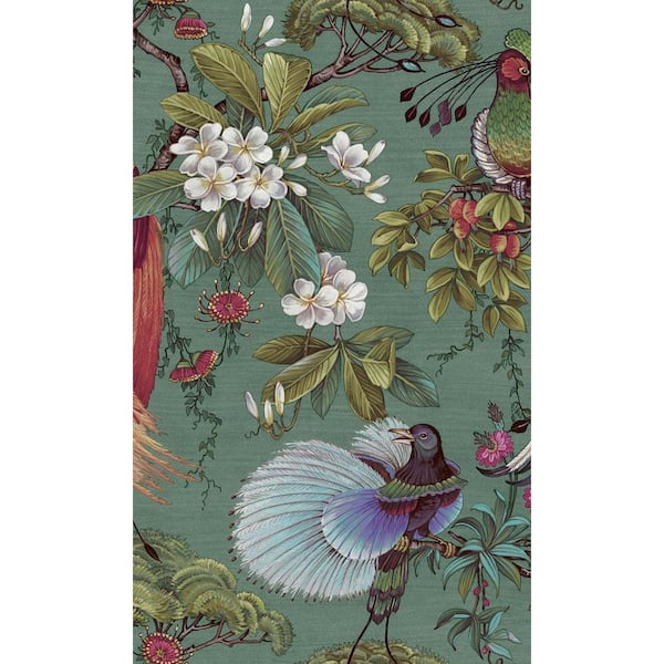 Dreamy Vintage Birds Black Floral Paper Non-pasted Strippable