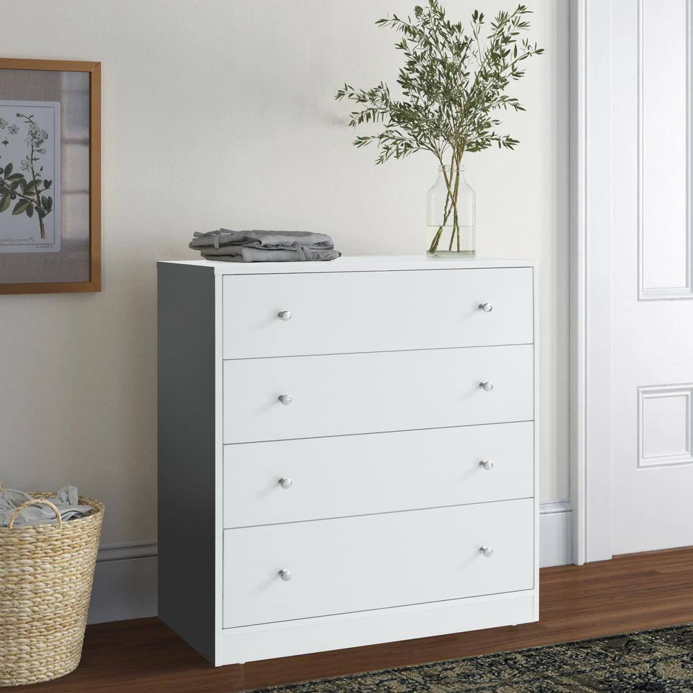 VEIKOUS White 4-Drawer Chest of Drawers Dresser with Oversized Drawer ...