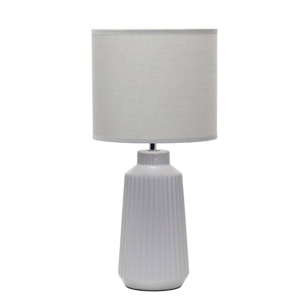 15.94 Grooved Ceramic Table Lamp, Gray Base with Fabric Shade for Living Room or Entryway price history on PriceWatchPro