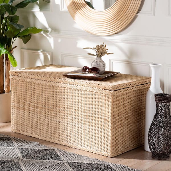Caden Natural Rattan Ottoman