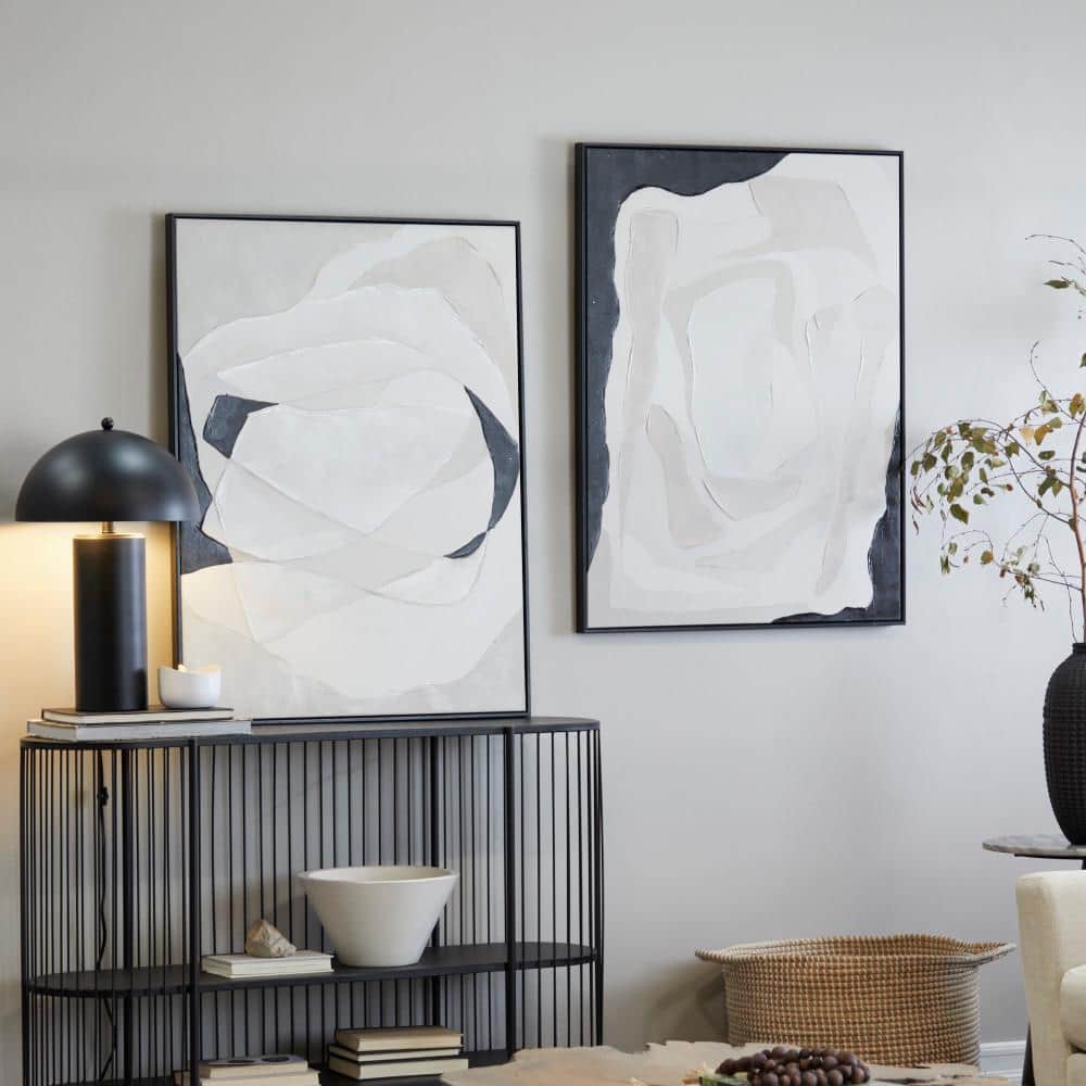 47.2 Modern Rectangle Black Wall Decor Minimalist Metal Geometric Art for Living Room