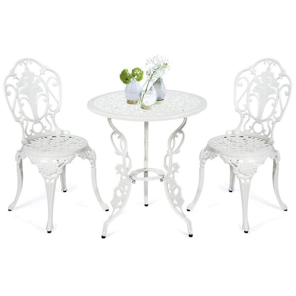 Alpulon Classic White 3-Piece Cast Aluminum Round Outdoor Bistro Set