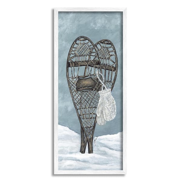 Stupell Industries Snowshoes and Winter Gloves by Julie Norkus 1-Piece Framed Graphic Print Sports Poster Art Print 24 in. x 10 in.