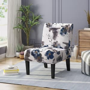 White Wood Frame Fabric Accent Chair,Side Chair with Thick Padded Backrest and Seat Cushion