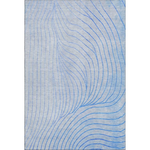 Mayfield Premium Machine Washable Abstract AMF2107 Blue 10 ft. x 14 ft. Area Rug