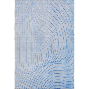 Mayfield Premium Machine Washable Abstract AMF2107 Blue 5 ft. x 7 ft. 6 in. Area Rug