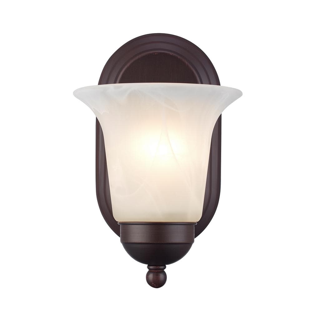 Bronze 6" Traditional Wall Sconce with Marbleized Glass Shade