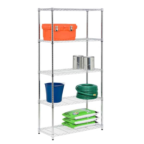 Honey-Can-Do Chrome 5-Tier Metal Wire Shelving Unit (36 in. W x 72 in. H x 18 in. D)