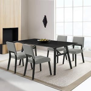 Channell 5-Piece Rectangle Wood Top Charcoal/Black Dining Set