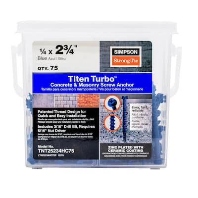Titen Turbo 1/4 in. x 2-3/4 in. Hex-Head Concrete and Masonry Screw, Blue (75-Pack)