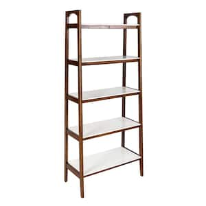 Avalon 73 in. Tall Off-White/Pecan Wood Bookcase