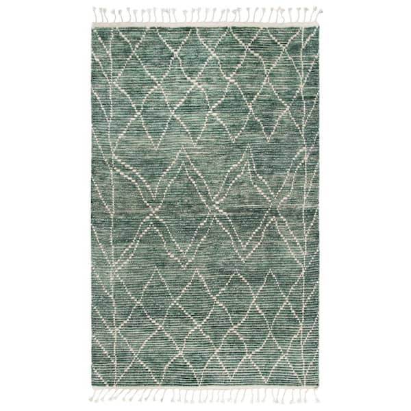 Unbranded Nile Green/Ivory 8 ft. 9 in. x 11 ft. 9 in. Trellis Wool Area Rug
