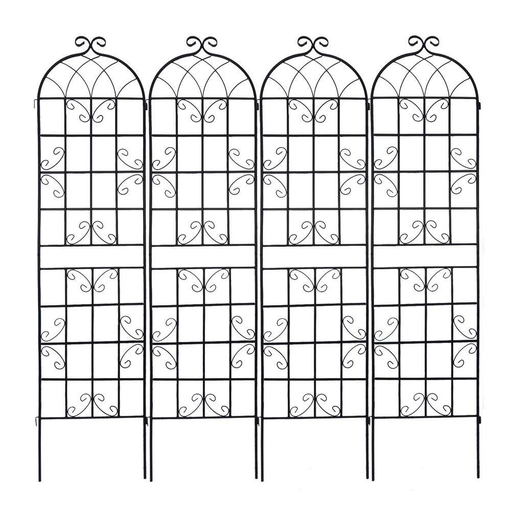 4 Pack Metal Garden Trellis 86.7 in. x 19.7 in. Rustproof Climbing Plant Su